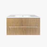 Mobilier Baie Riflat Easy Finisaj Rovere Chiaro cu doua sertare L.90 cm